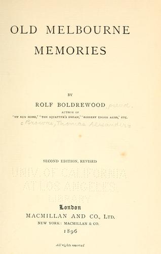 Cover for Old Melbourne memories