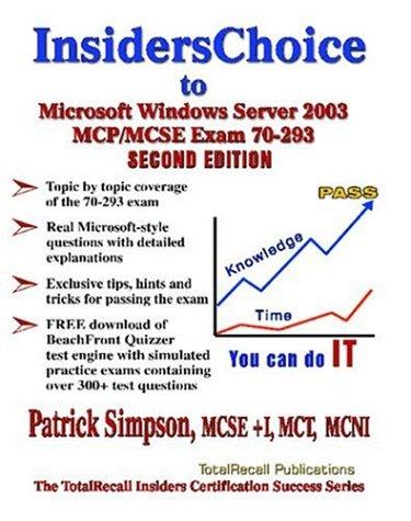 Cover for InsidersChoice to MCP/MCSE Exam 70-293 Windows Server 2003 Certification