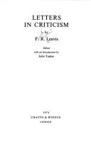 Cover for Letters in criticism