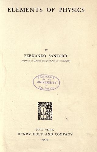 Cover for Elements of physics