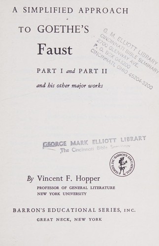 Cover for A simplified approach to Goethe's Faust