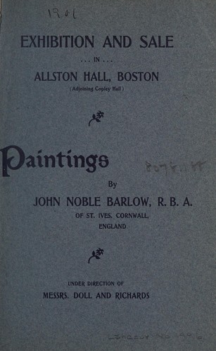 Cover for Catalogue of paintings by John Noble Barlow ...