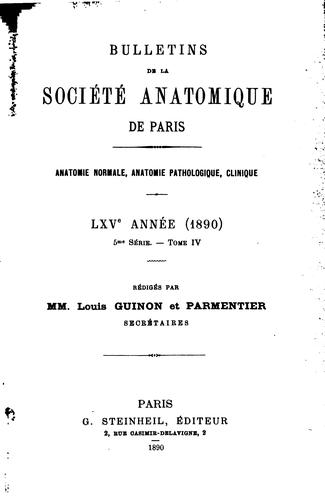 Cover for Bulletins de la Société anatomique de Paris