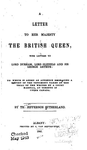 Cover for A letter to Her Majesty the British Queen