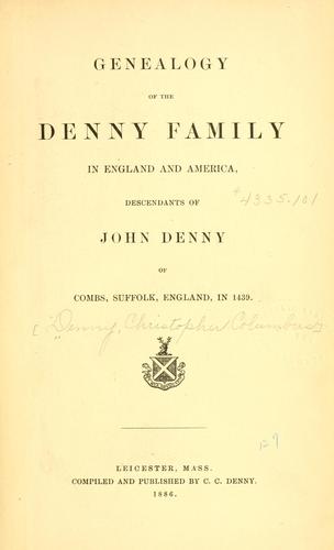 Cover for Genealogy of the Denny family in England and America