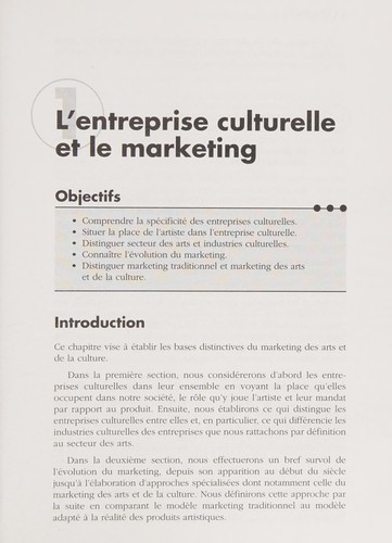 Cover for Marketing des arts et de la culture  (Le)