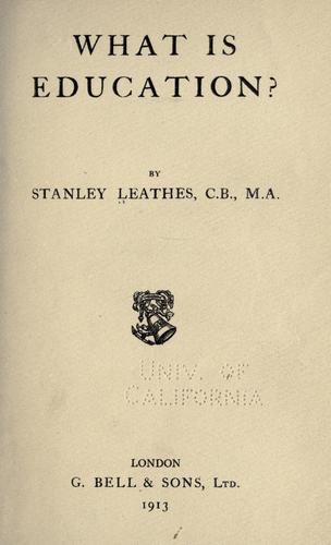 Cover for What is education?