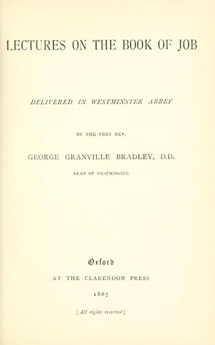 Cover for Lectures on the Book of Job, delivered in Westminster Abbey