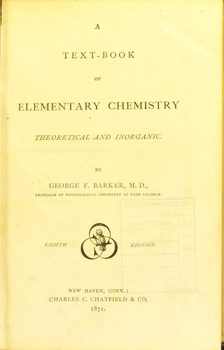 Cover for A text-book of elementary chemistry, theoretical and inorganic