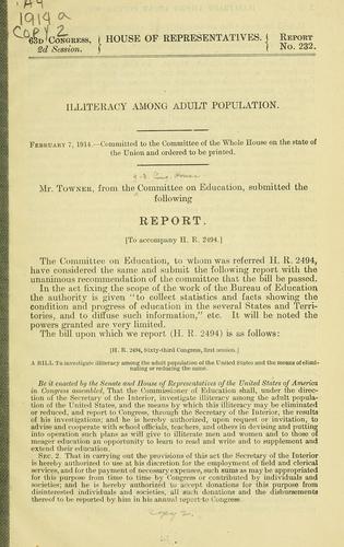 Cover for Illiteracy among adult population ...