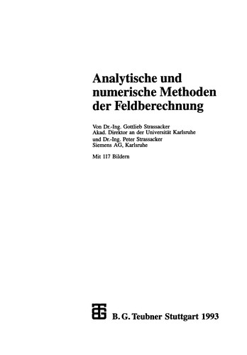 Cover for Analytische und numerische Methoden der Feldberechnung
