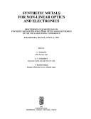 Cover for Synthetic Metals for Non-Linear Optics and Electronics. European Research Society Symposia Proceedings, Volume 35)