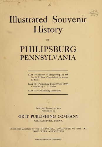 Cover for Illustrated souvenir history of Philipsburg, Pennsylvania ...
