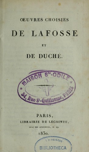 Cover for Oeuvres choisies de La Fosse et de Duché