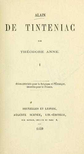 Cover for Alain de Tinteniac