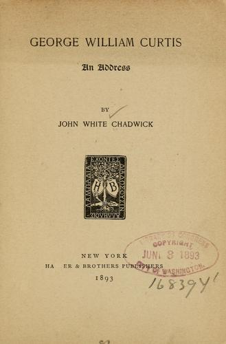 Cover for George William Curtis