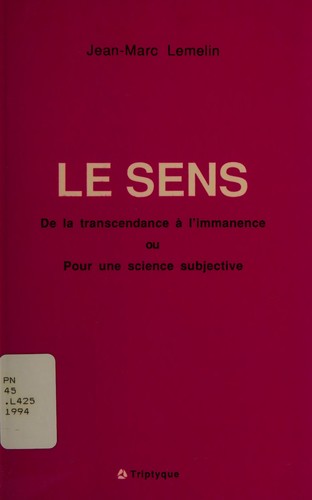 Cover for Le sens