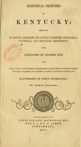 Cover for Historical sketches of Kentucky