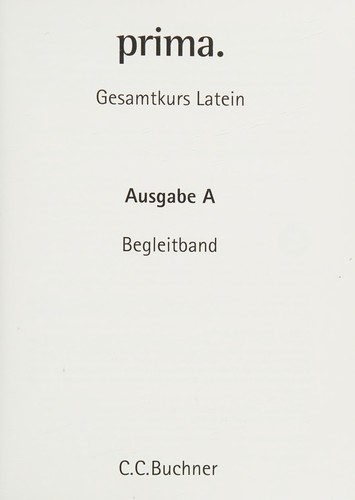 Cover for prima. Begleitband. Ausgabe A