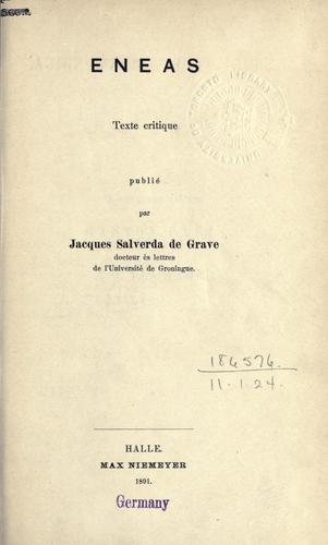 Cover for Eneas, texte critique, publié par Jacques Salverda de Grave.