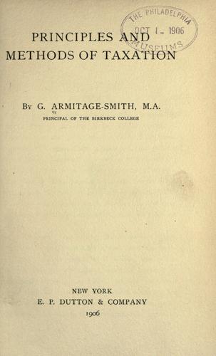 Cover for Principles and methods of taxation