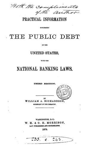 Cover for Public Debt and National Banking Laws of the United States