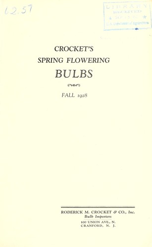 Cover for Crocket's spring flowering bulbs