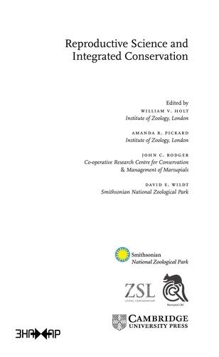 Cover for Reproductive science and integrated conservation
