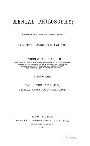 Cover for Mental philosophy