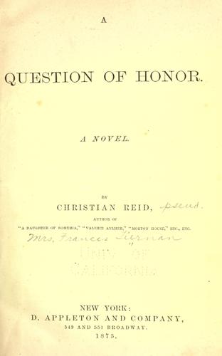 Cover for A question of honor