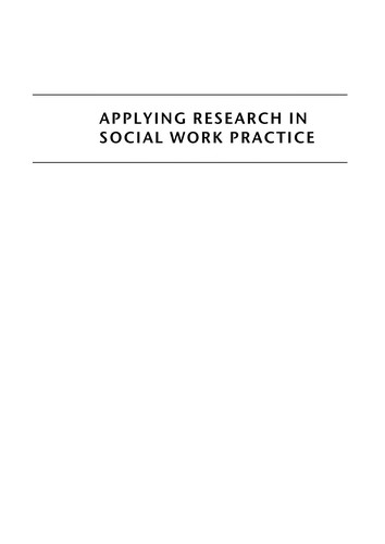 Cover for Applying Research In Social Work Practice