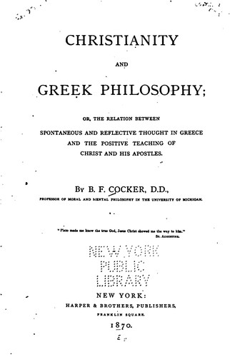 Cover for Christianity and Greek philosophy