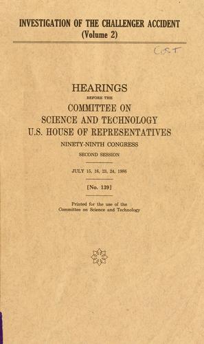 Cover for Investigation of the Challenger accident