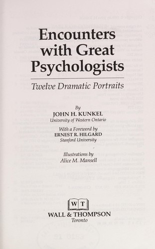 Cover for Encounters with great psychologists