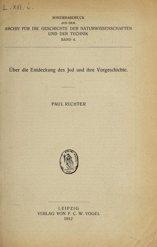Cover for Über die Entdeckung des Jod und ihre Vorgeschichte