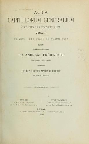 Cover for Acta capitulorum generalium Ordinis Praedicatorum