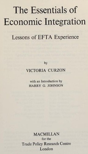 Cover for The essentials of economic integration
