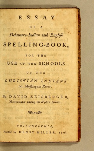 Cover for Essay of a Delaware-Indian and English spelling-book