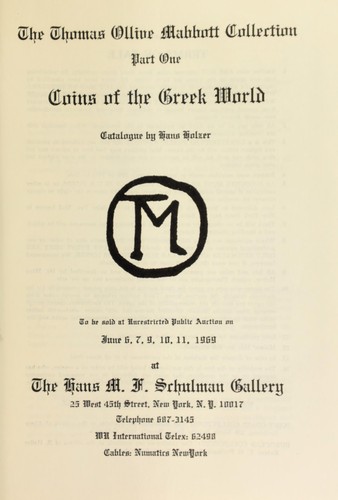 Cover for The Thomas Ollive Mabbott collection