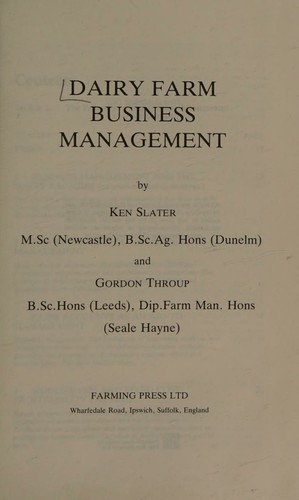 Cover for Dairy farm business management