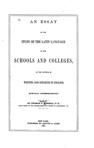 Cover for An essay on the study of the Latin language in our schools and colleges