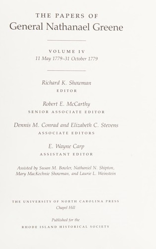 Cover for The Papers of General Nathanael Greene: Vol. IV