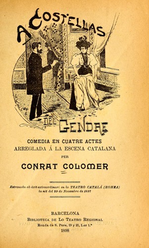 Cover for A costellas del gendre