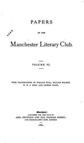 Cover for Papers of the Manchester Literary Club