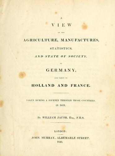 Cover for view of the agriculture, manufactures, statistics, and state of society, of Germany