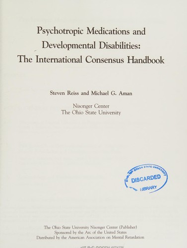 Cover for Psychotropic Medications & Developmental Disabilities