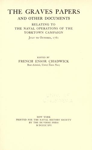 Cover for The Graves papers and other documents relating to the naval operations of the Yorktown campaign, July to October, 1781