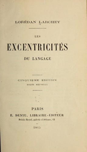 Cover for Les excentricités du langage