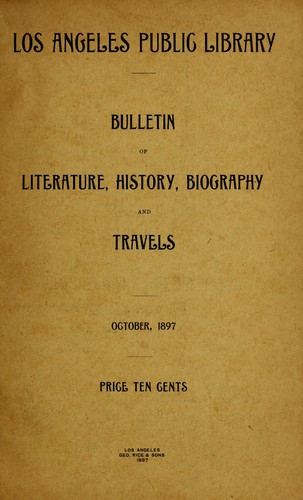Cover for Bulletin of literature, history, biography and travels. October, 1897