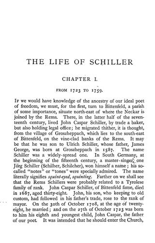 Cover for The life of Schiller